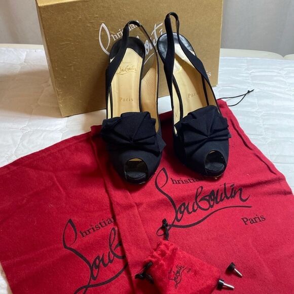 Christian Louboutin Black Patent Leather Stiletto Heels, US8 - Picture 4 of 10